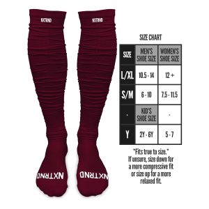 XTD® Scrunch Football Socks Maroon